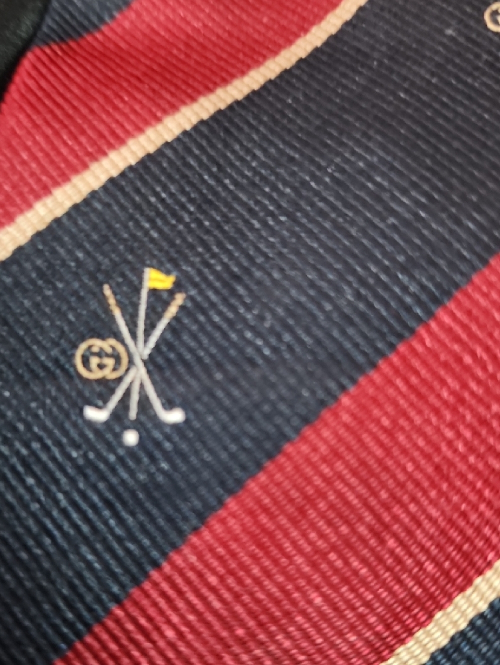 Gucci Navy, Burgundy and Gold VINTAGE Tie - Picture 11 of 13